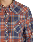 Brushed Plaid Stretch Shirt- Blue