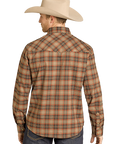 Brushed Plaid Stretch Shirt- Tan