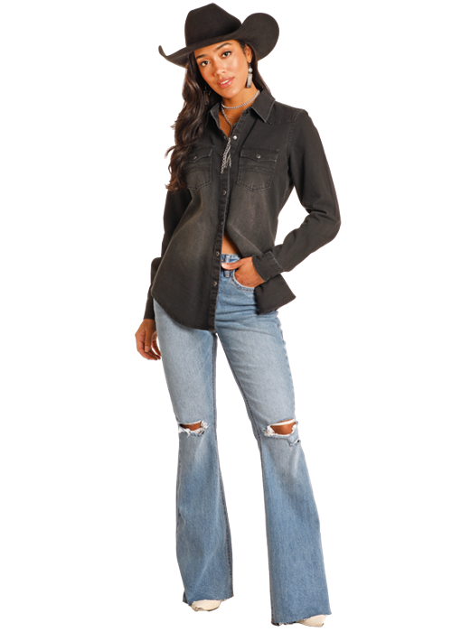 Denim Shirt- BWN2S03703- Black