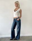 Low Rise Cargo Jean - Blue