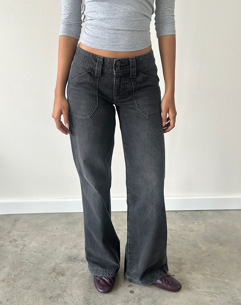 Low Rise Cargo Jean - Black