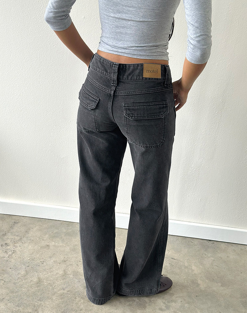 Low Rise Cargo Jean - Black
