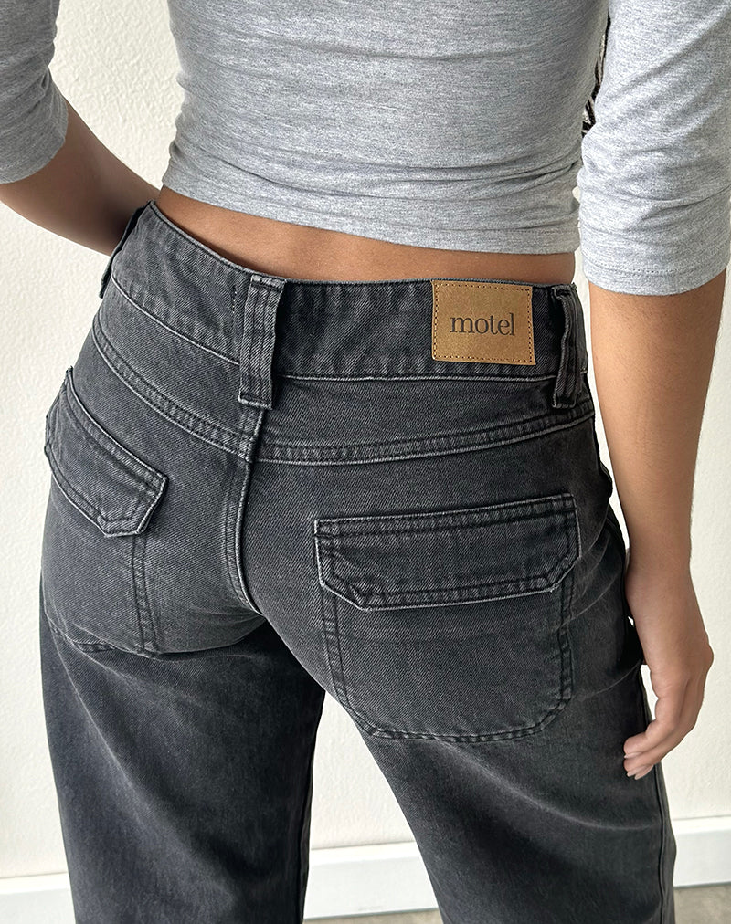 Low Rise Cargo Jean - Black