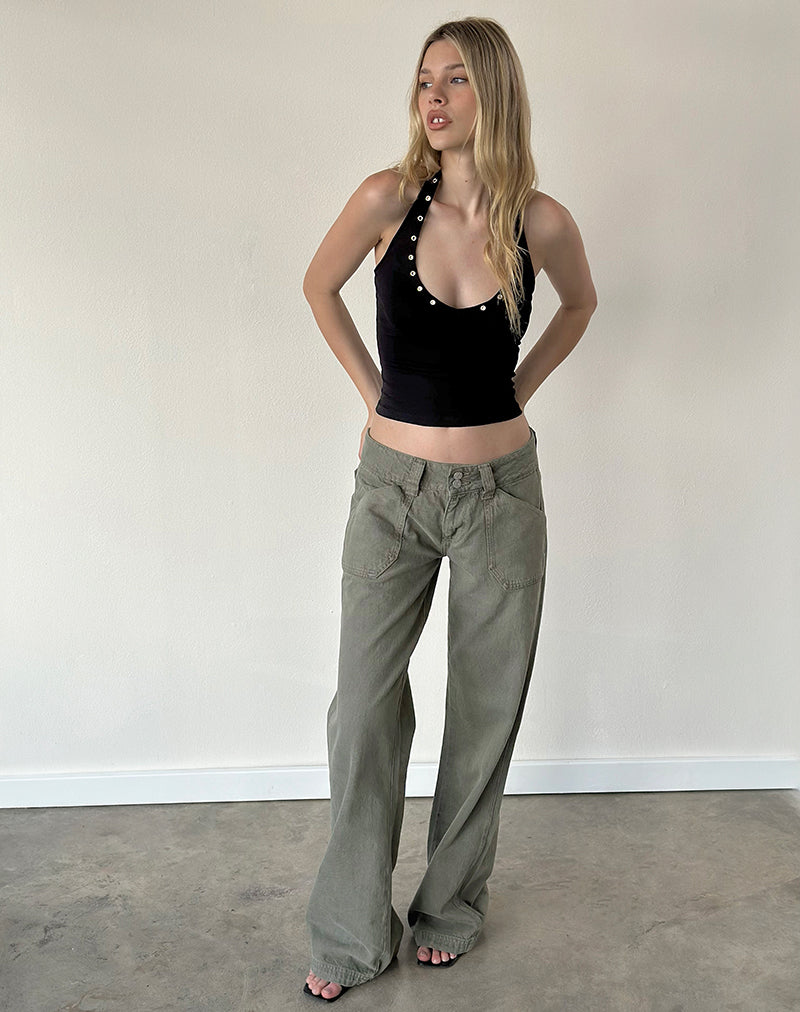 Low Rise Cargo Jean - Olive