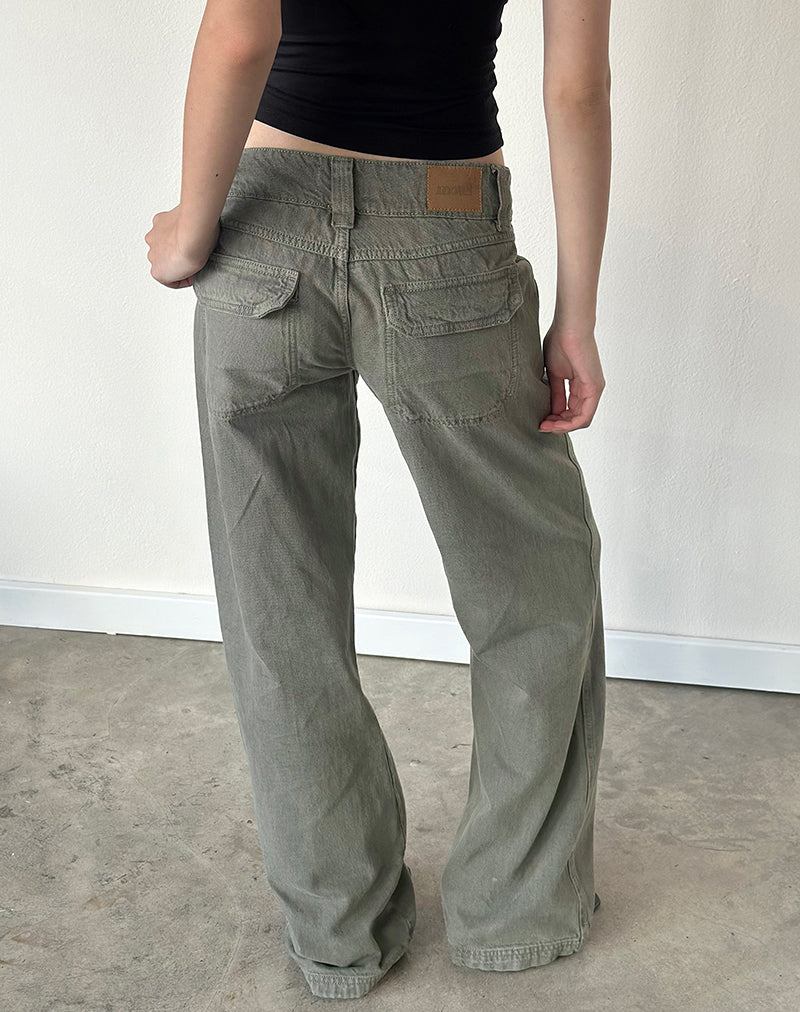 Low Rise Cargo Jean - Olive