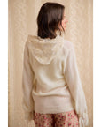 Ivory Sweater with Lace Hood-