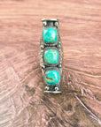 3 Stone Genuine Turquoise Ring-