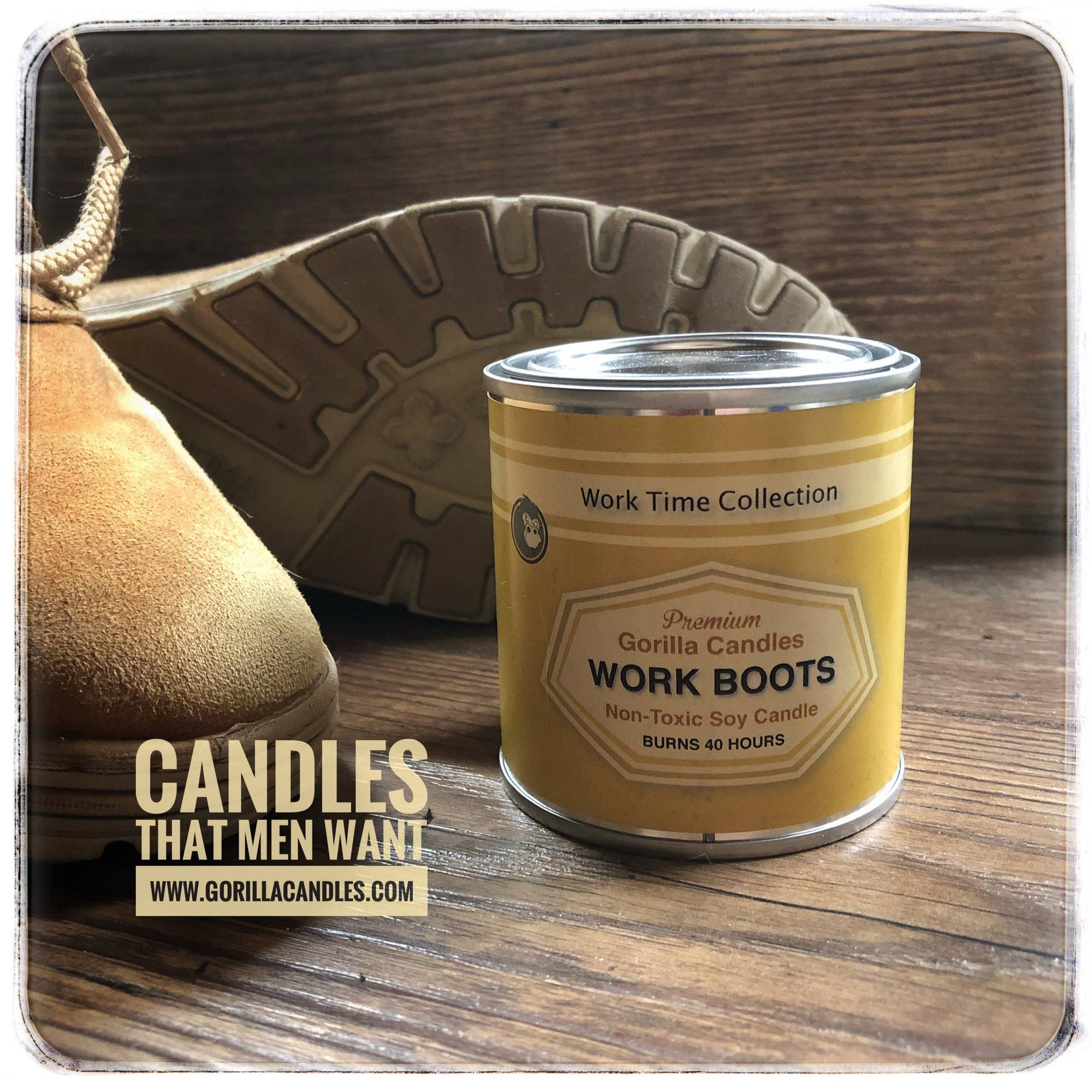 New Leather Work Boots Scented Candle