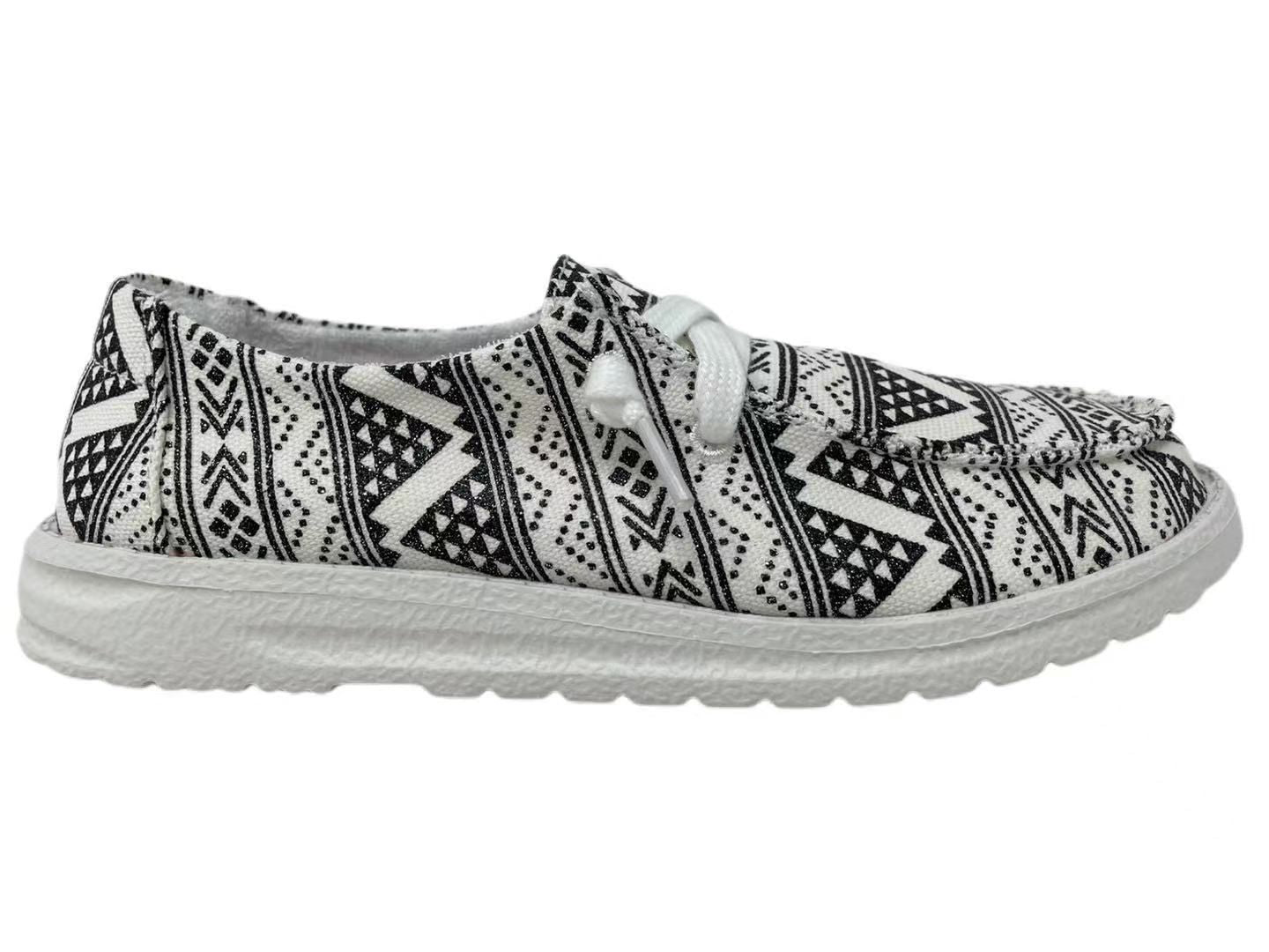 Sparkle Slip-On with Black Glitter Aztec Print 