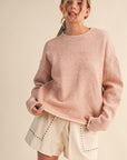 Contrast Scallop Sweater- Pink-
