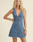 Stretch Denim Zipper Dress- Medium-
