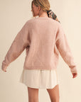 Contrast Scallop Sweater- Pink-