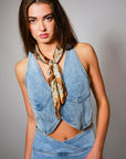 Denim V-Neck Vest- Medium Wash-