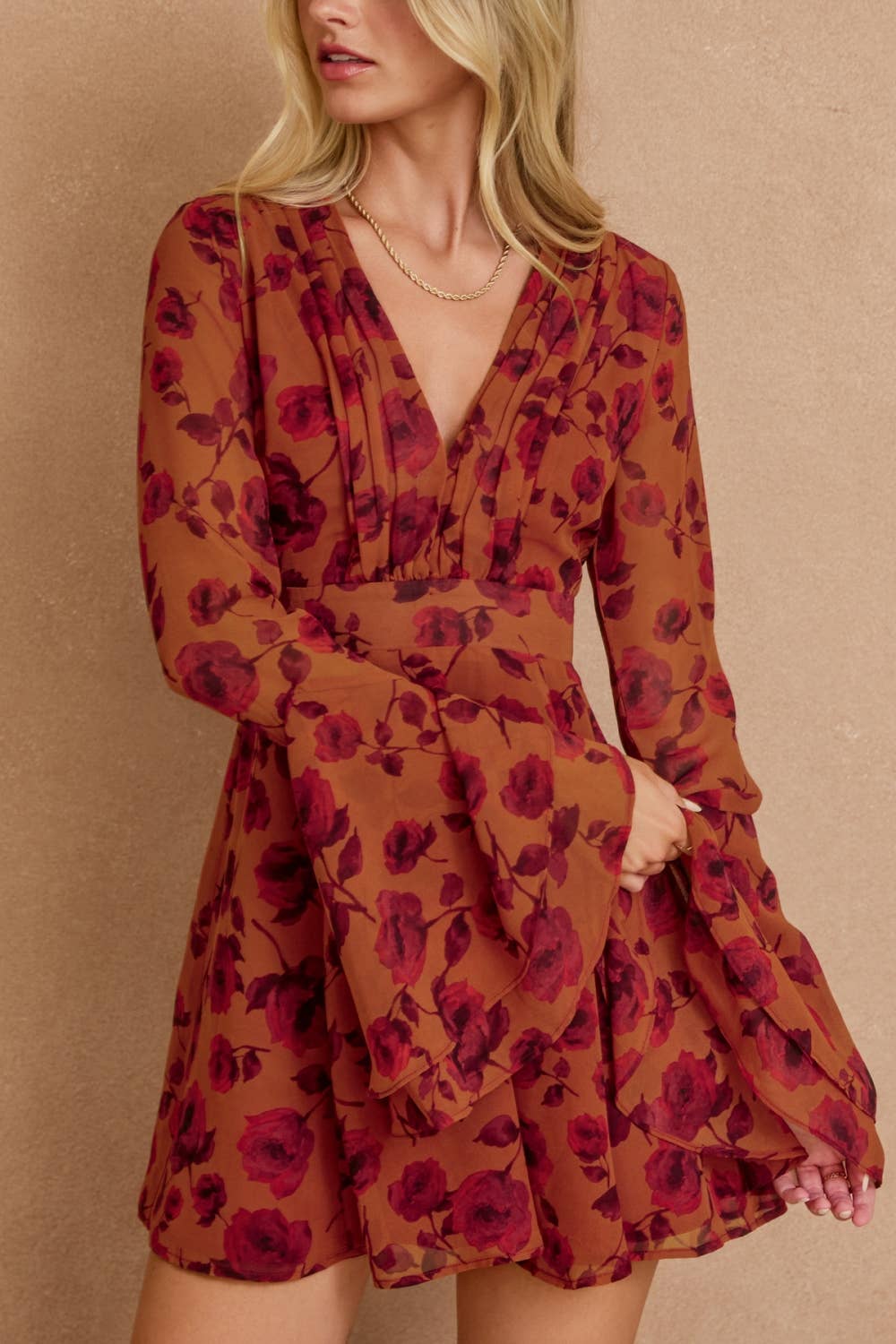 Canyon Still Mini Dress- Red