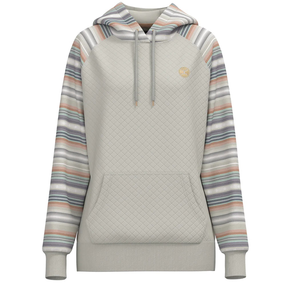 Quilted Hoodie Pastel Stripe Accent- 