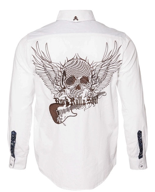 Flying Skull & Guitar- White - 