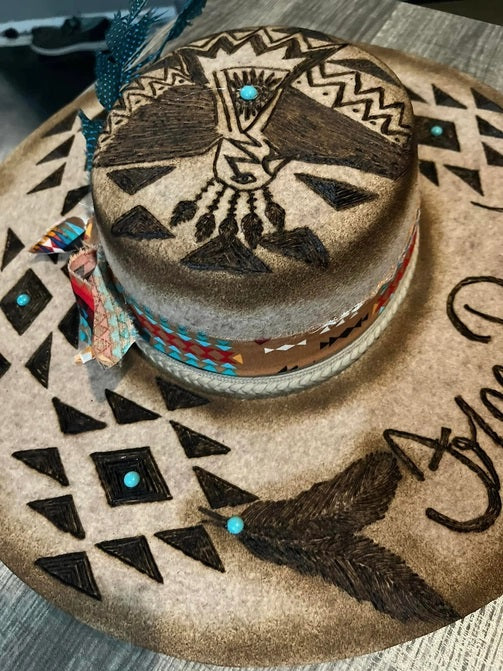 Custom Artist Burned Hat- Freebird