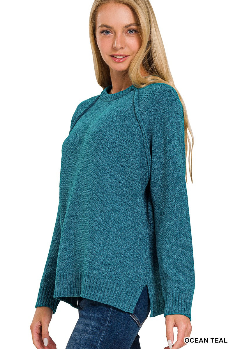 Raglan Chenille Sweater- Ocean Teal 