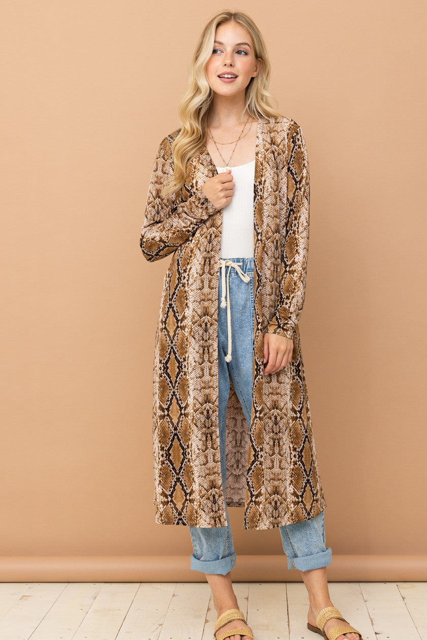Snake Print Maxi Cardigan Duster- ATW14592
