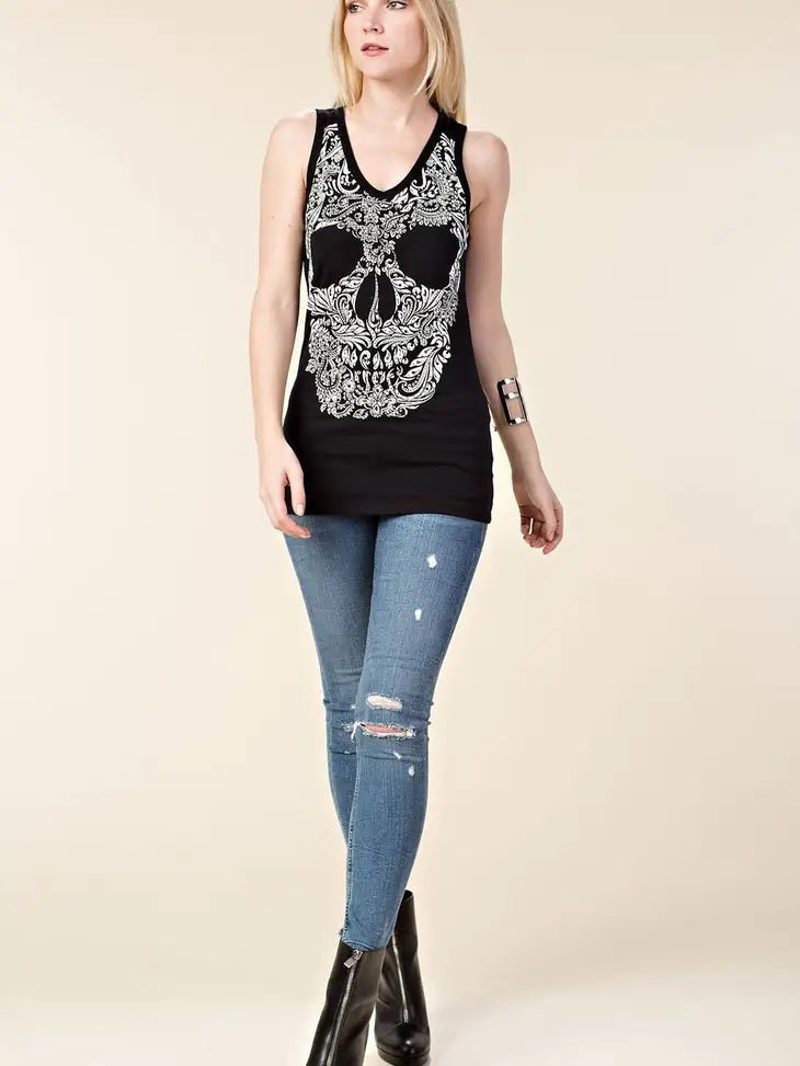 Skull Cut-Out Tank Top 