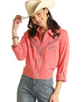 Coral Retro Bomber Shacket 