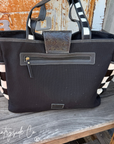 The Homestead Cowhide Checkered Tote Carryall: Black