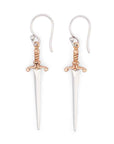 Sterling Silver Sword Dangle Earrings- 38x10mm