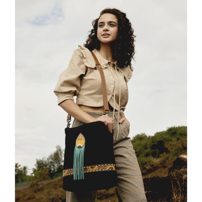 Blue Candle Hand-Tooled Bag