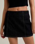 Low Rise Denim Skirt- Black