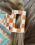 Mini Checked Funky Orange Clip