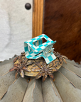 Mini Checked Funky Turquoise Clip