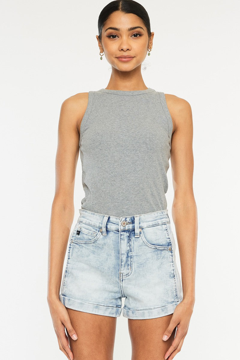 Light Wash High Rise Short- Side Panel - KC6357L