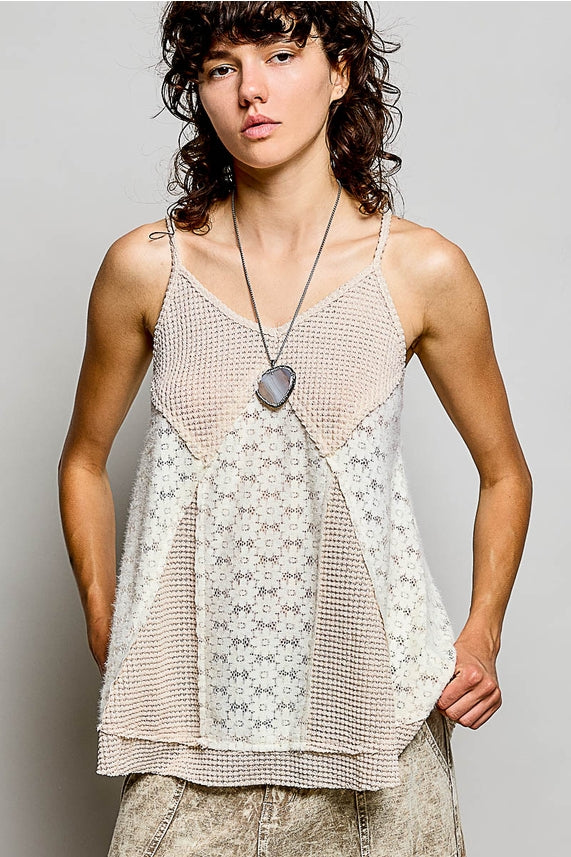 Patchwork Tank Top- Almond-
