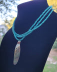 Turquoise Carved Shell Pendant Necklace- Native Made