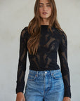 Mesh Floral Layering Top- Black