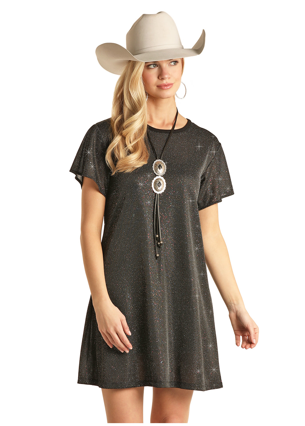 R&RD Glitter Short Sleeve Dress