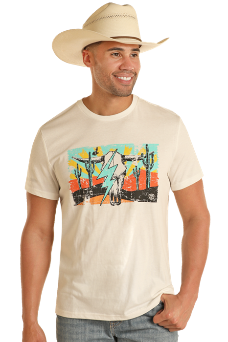 Western Lightning Graphic Tee- Cream- 