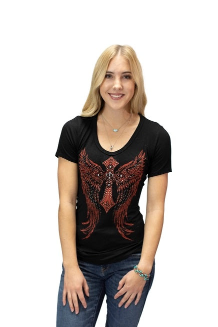 Short Sleeve- Black- Red Wings- 