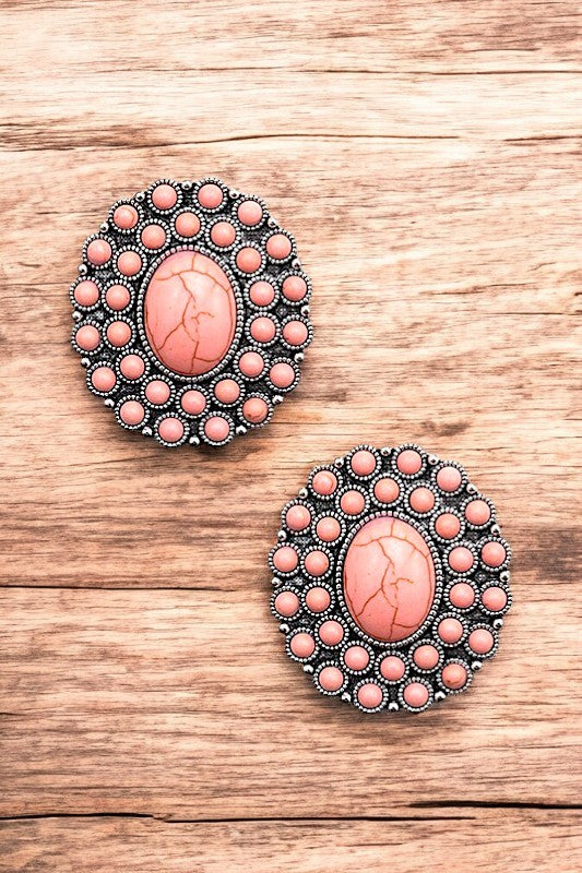 Post Earring- 190551- Pink