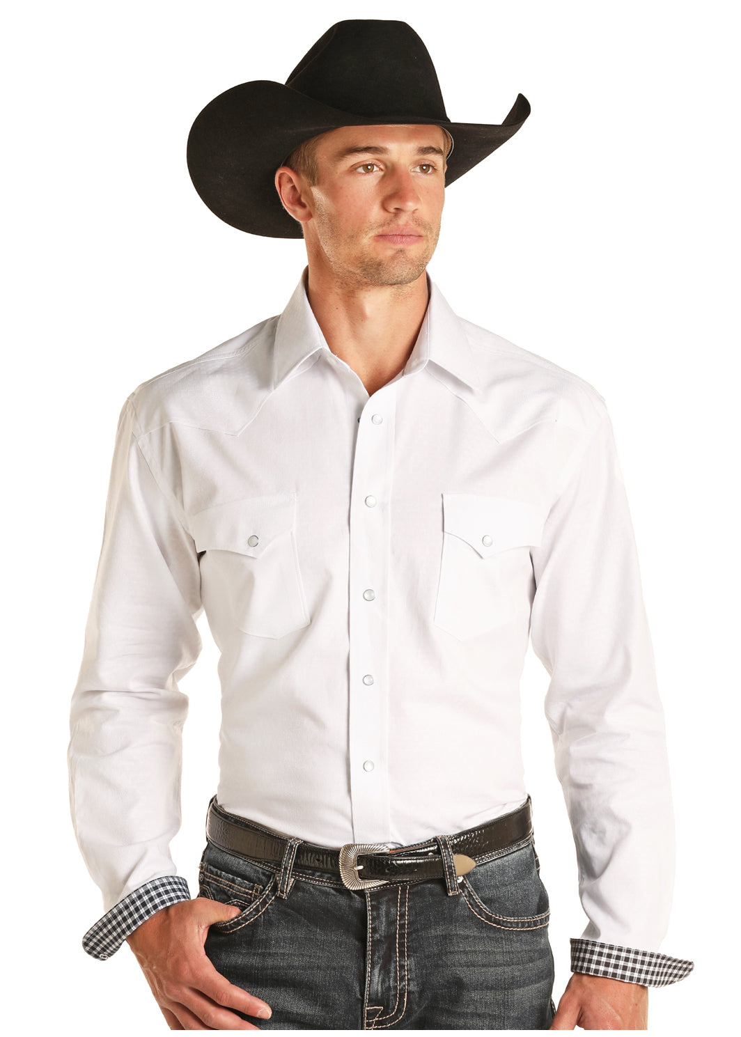 Panhandle Roughstock  WhiteTextured with Checkered Cuff 2XL