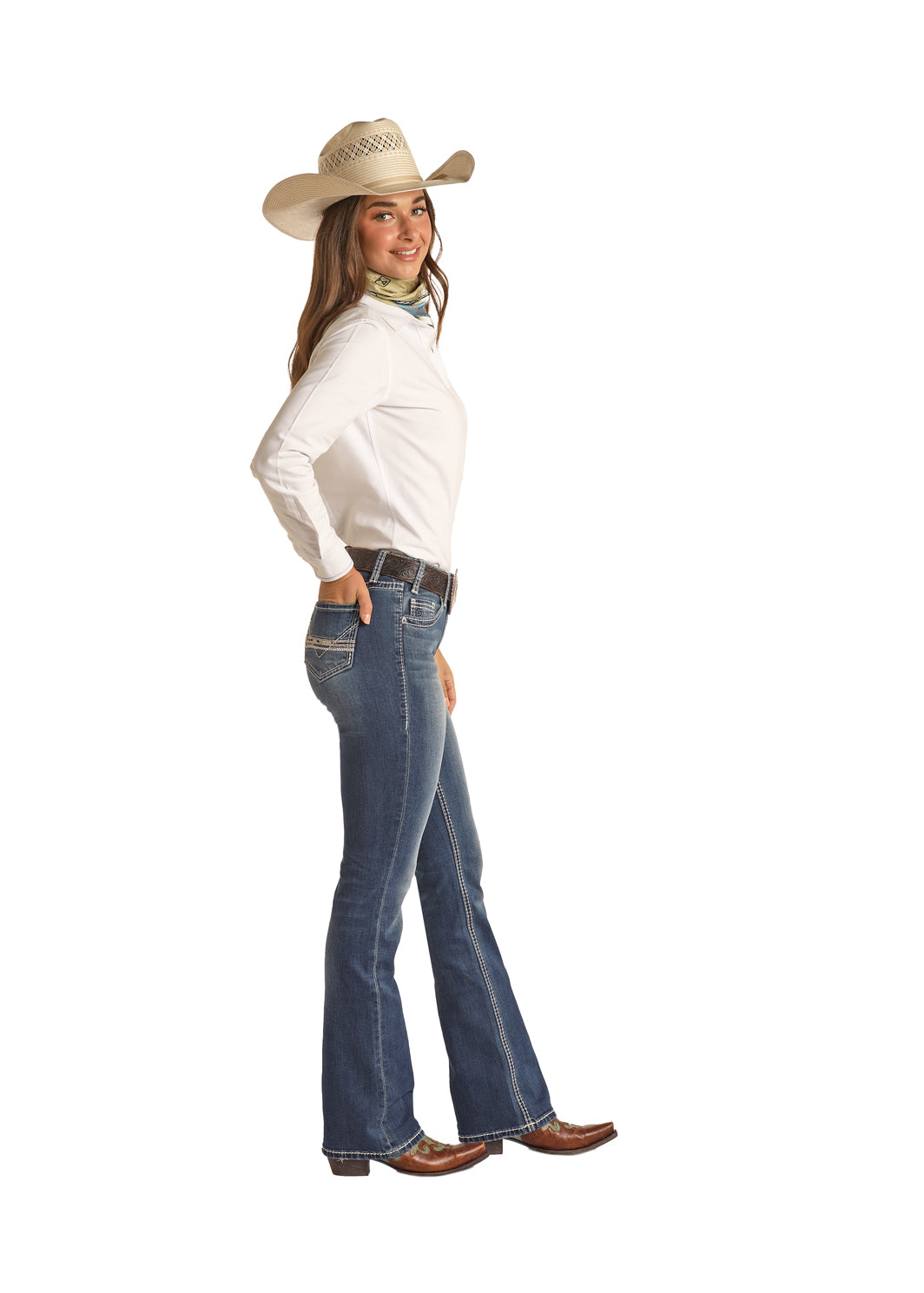 Cowhide Embroid Riding - RRWD4RR107