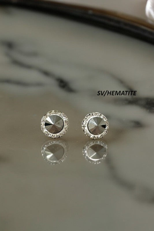 Post Earring- 163470- Silver/Hem