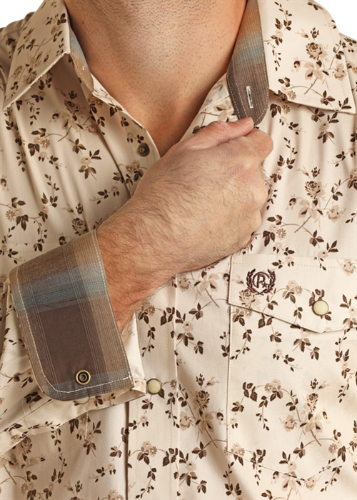 Floral PearlSnap - Tan- 