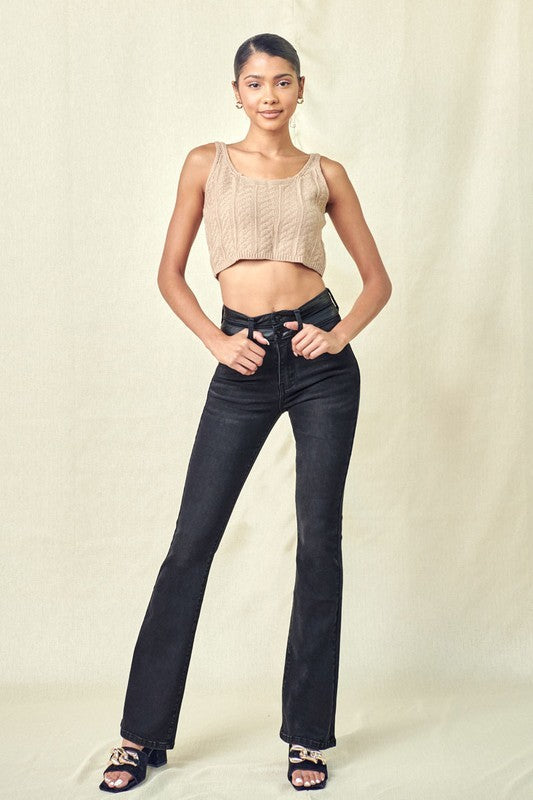 Black  Bootcut with Contrast Waistband 