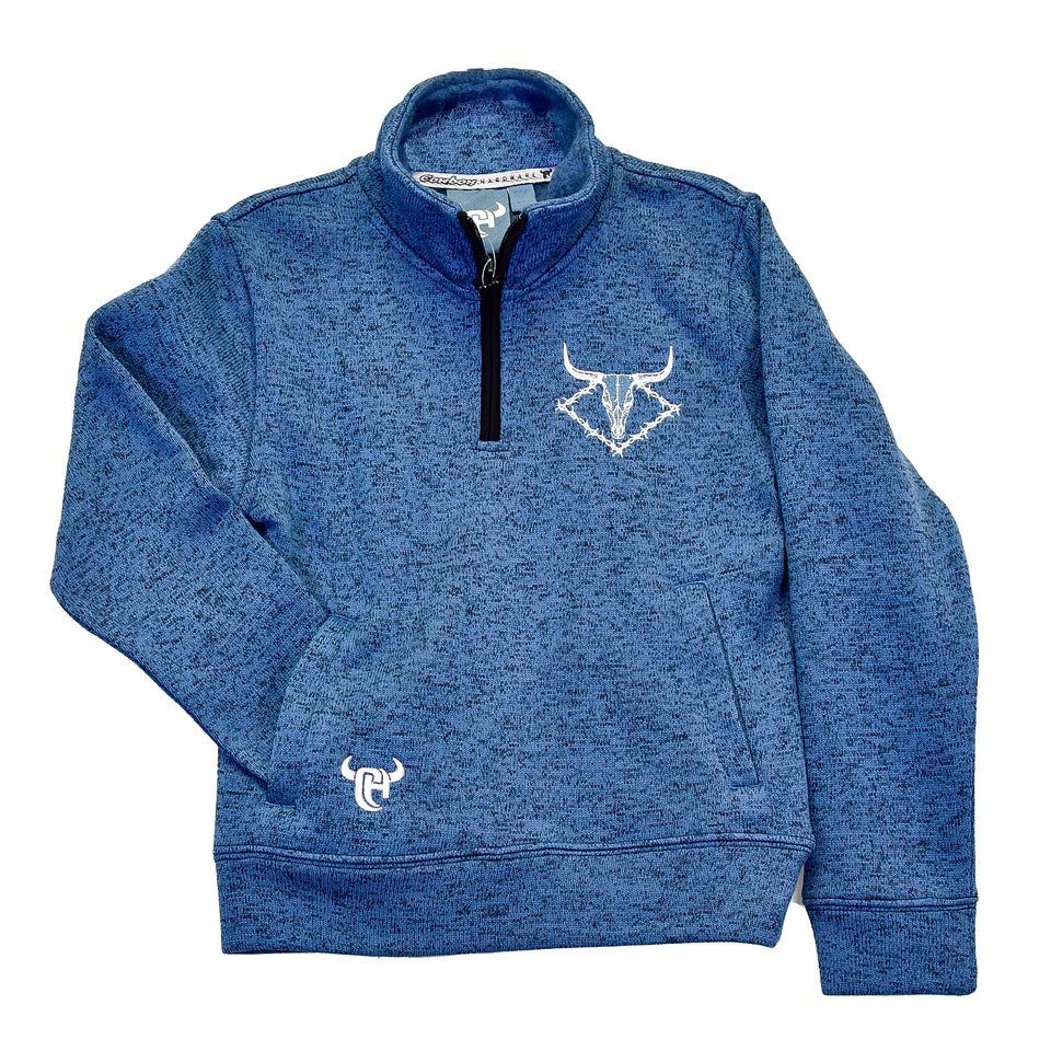 Youth- Barbed Wire 3/4th Zip Hoodie- Blue- 