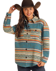 Aztec Shacket- BW92C05268-  Teal- 