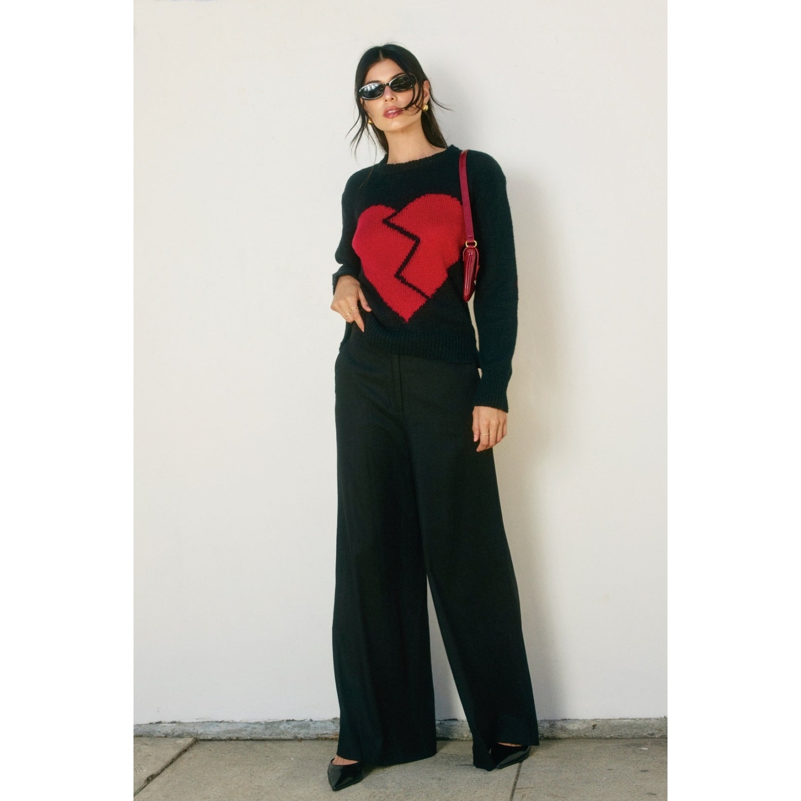 Broken Heart Sweater- Black-