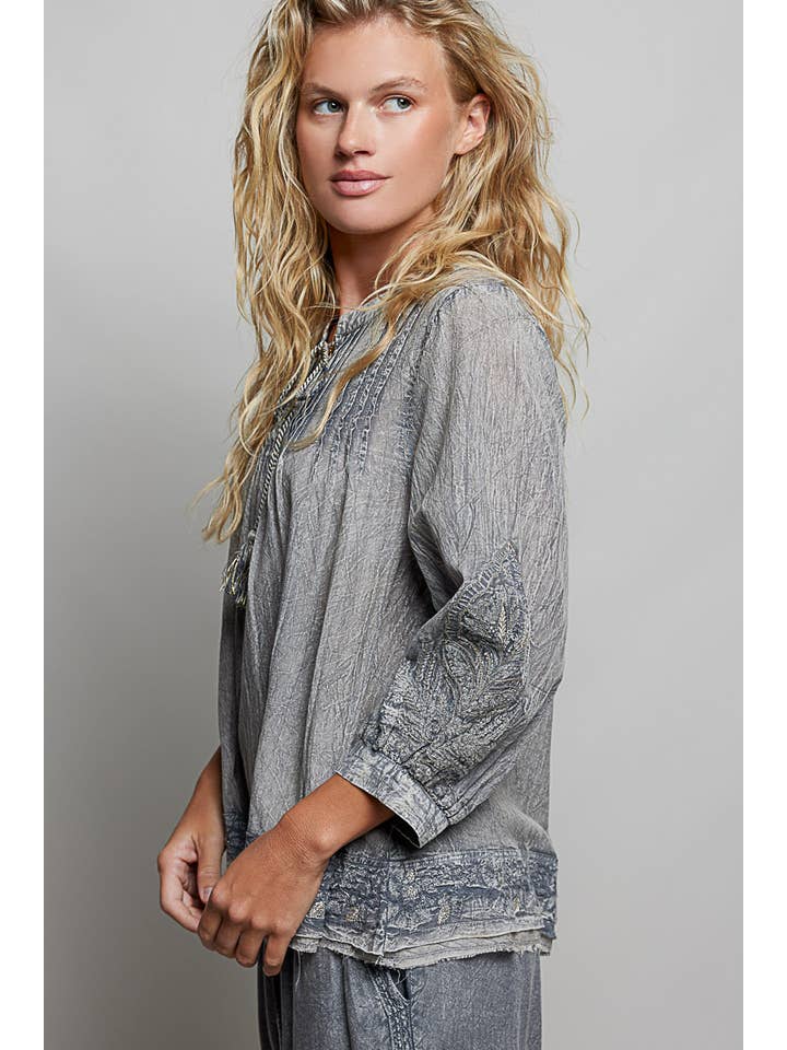 Tassle Boho Blouse- Charcoal-
