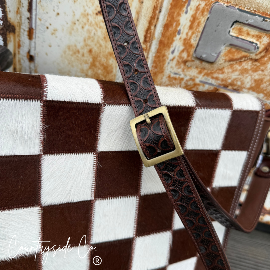 Cattleman Luxe Checkered Cowhide Purse