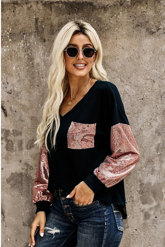 Gold Sleeve and Pocket Long Sleeve Shirt 